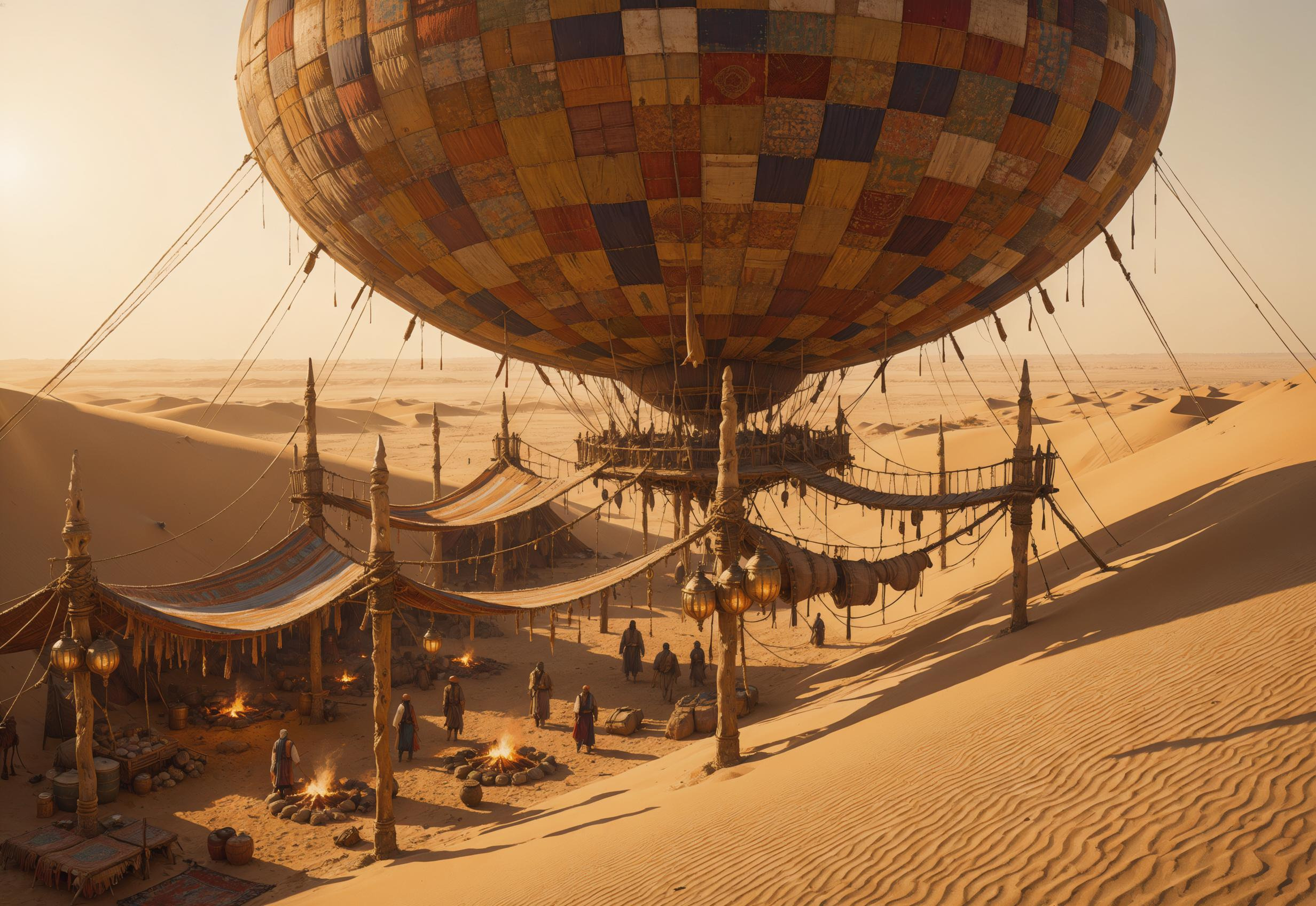 Desert aerostat encampment